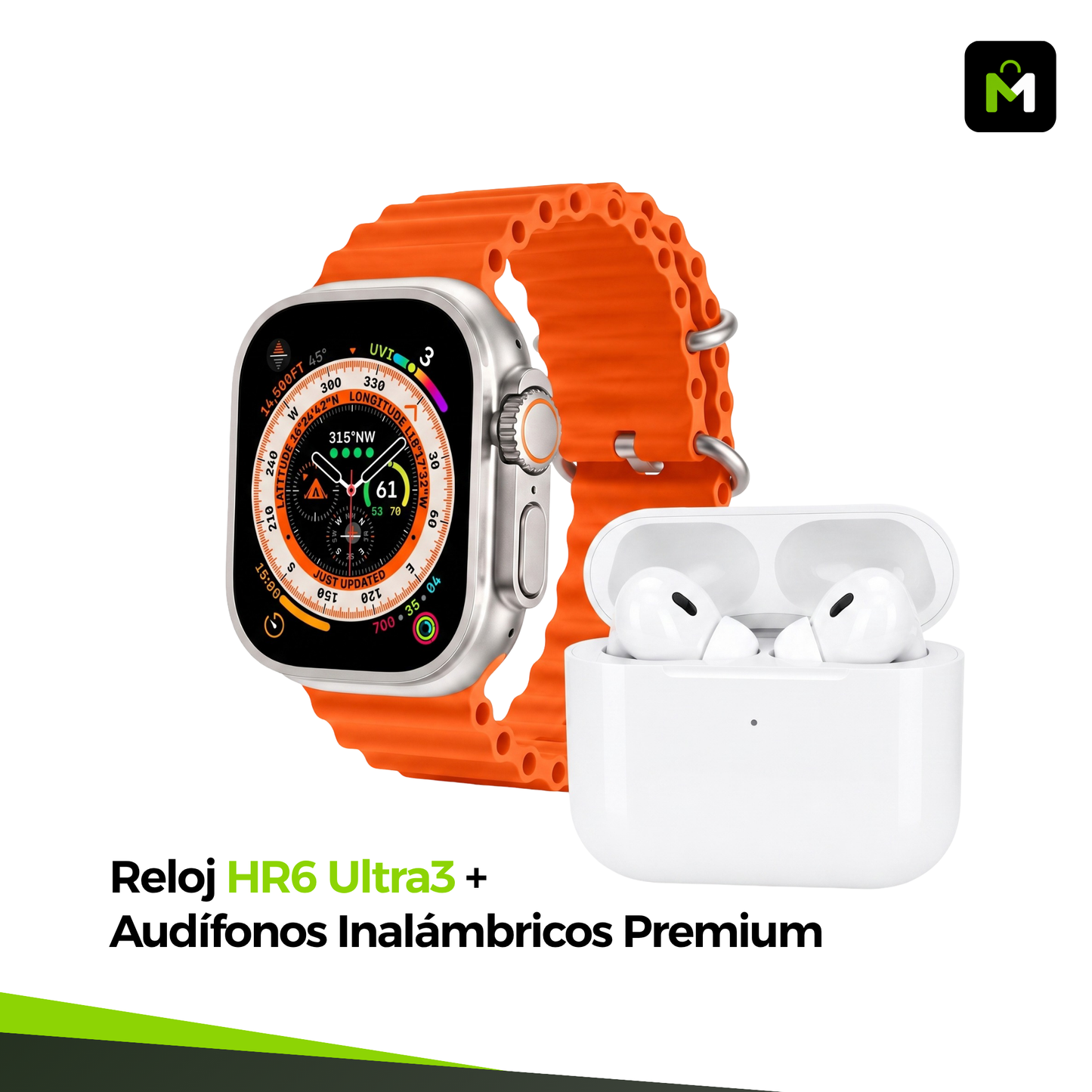 Reloj HR6 Ultra3 + Audífonos Inalámbricos Premium